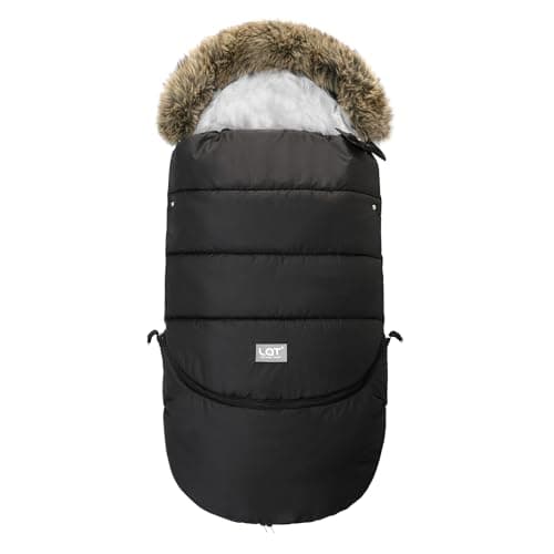 Image of LAT Universal Footmuff for Pushchair,Extended and Removable,Winter Cosy Toes Fit Baby Bunting Liner for Stroller,Buggy,Pushchair & Pram Footmuffs,Water & Wind Proof to Protect Infant (Oval,Black)