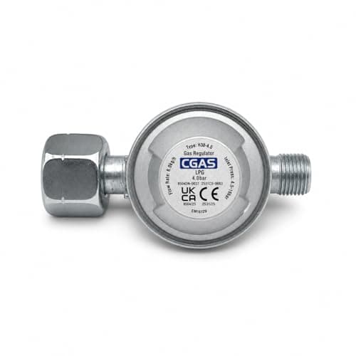 Image of NOLA Gas Pressure Regulator 4.0 Bar Model 773 - High Pressure Regulator for Propane/Butane - 3/8 Inch Left Thread Output - for 5 kg, 11 kg Gas Bottles - with Hose Break Protection According to EN