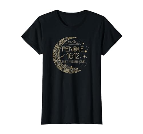 Image of Pendle 1612 They Missed One Witch Trials Celestial Witchcore T-Shirt, Women, Black, Medium