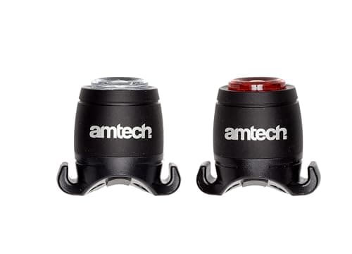 Image of Amtech - Rechargeable Bicycle Light Set for Cycling in the Dark, Optimal Visibility for up to 7 Hours, Adjustable Brightness with Five Lighting Modes, Lightweight, Waterproof, Easy to Fit