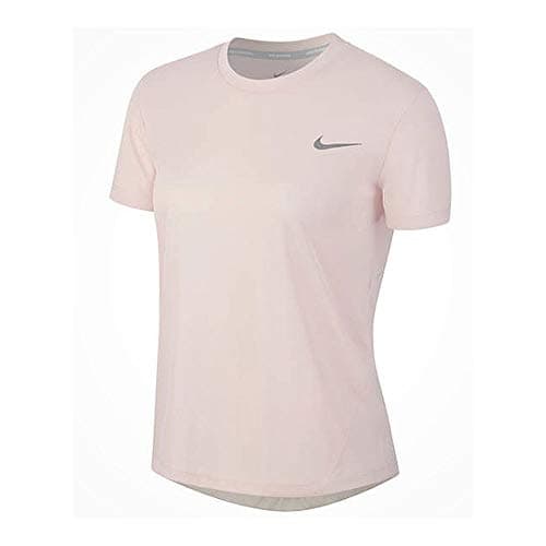 Image of Nike Miler Short-Sleeve Running Top - Echo Pink/Echo Pink/Reflective Silver, X-Small