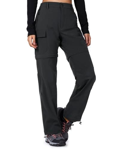 Image of Cycorld Hiking Cargo Trousers Womens Zip Off Waterproof Walking Trousers Lightweight Quick Dry Convertible Stretch Outdoor Casual with 5 Pockets(Black,M)