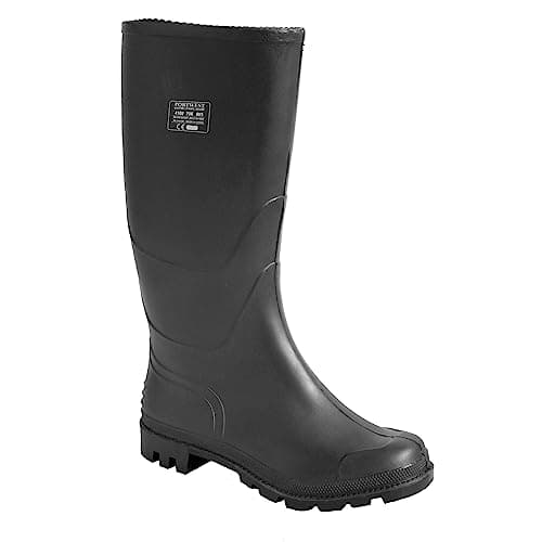 Image of Portwest FW90 PVC Waterproof Mens Wellington Boots Adult Wellies Slip Resistant Protective Footwear, Black, 42
