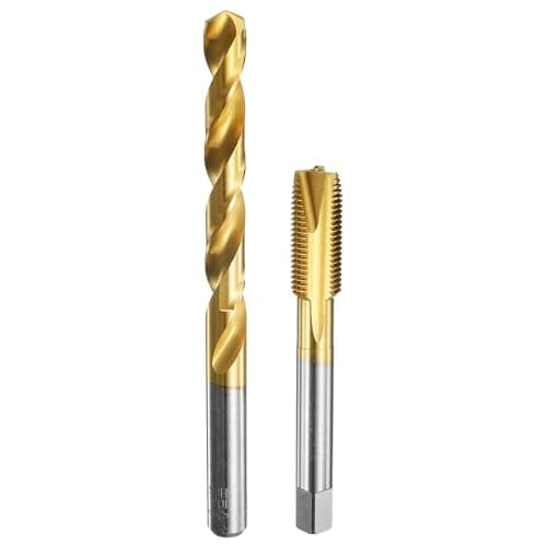 Image of sourcing map Tap and Drill Bit Set, 1pcs M12 x 1.25 Metric Spiral Point Thread Screw Taps & 1pcs 10.8mm Twist Drill Bits, Titanium Coated HSS-6542 Tapping Threading Tool Kit