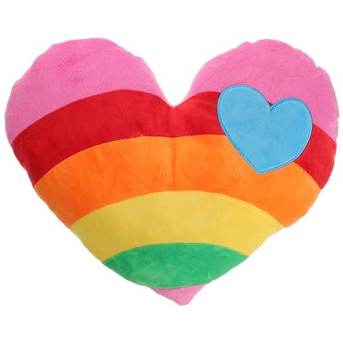 Image of Alipis Rainbow Heart Shaped Throw Pillow Plush Love Cushion for Sofa Bed Car Use Soft Heart Pillow Gift for Valentines Day Home Decor