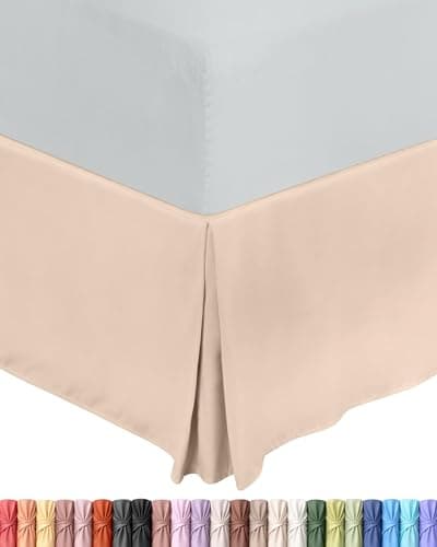 Image of Utopia Bedding Valance Sheet King, OEKO-TEX Certified, Soft Brushed Polyester Microfiber, Fits Under the Mattress, Pleated Base Bed Skirt with a Drop of 40 cm (Beige)