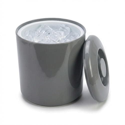 Image of Chabrias Ltd 4 Litre Silver Insulated Ice Bucket with Lid & Drainage Liner - UK Made - Double Wall BPA-Free Plastic, Keeps Ice Fresher & Frozen Longer - Ice Bucket for Party, Home Bar & BBQ - UK Made