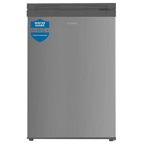 Image of Teknix UC55F5S Freestanding Undercounter Freezer - 55cm Width / 91 Litre Capacity - Suitable for Outbuildings - 4 Large Compartments - 4 Star Freezer Rating - Silver