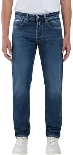 Image of REPLAY Grover Men's Straight Fit Jeans, 007 Dark Blue, 32W x 32L