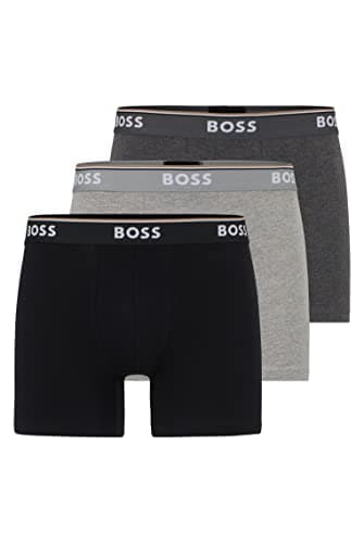 Image of BOSS Mens Brief 3p Co/El Boxer Shorts, Grey, XL UK