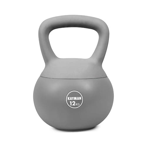 Image of KAYMAN 12kg Soft Kettlebell for Home Gym – PVC Coated Weight – Floor Safe Flat Base – Ergonomic Non-Slip Handle – Strength Training, CrossFit, HIIT, Core Workout – Durable Fitness Equipment
