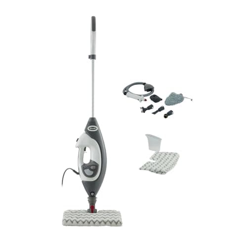 Image of Shark Floor & Handheld Steam Cleaner, Steam Mop for Hard Floors with Klik n' Flip, Clean Tiles, Surfaces, Taps & Glass with Lift-Away, Garment Steamer & 5 Accessories, 2 Settings, Grey/White S6005UK