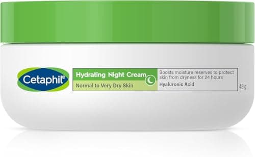 Image of Cetaphil Hyaluronic Acid Night Cream, 50ml, Moisturiser For Sensitive Skin, Hydrates Overnight, Non-Greasy, Packaging May Vary