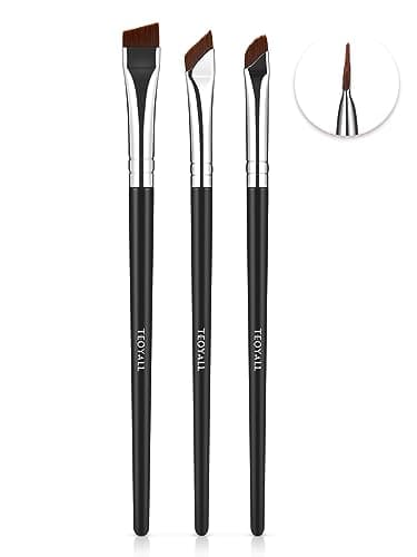 Image of TEOYALL Angled Eyeliner Brushes Set, 3 PCS Ultra Thin Slanted Angled Eyebrow Brush Precision Defined Brushes