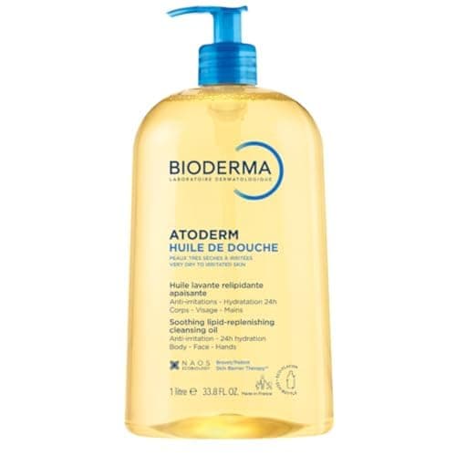 Image of Bioderma Atoderm Body Wash Family (Women, Men and Kids) Moisturizing and Cleansing Shower Oil for Very Dry Sensitive Skin, 33.80 Fl Oz 1 Liter