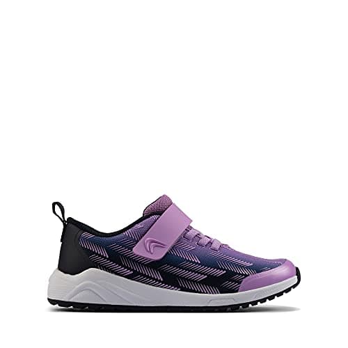 Image of Clarks Aeon Pace Toddler Textile Trainers in Purple Standard Fit Size 7