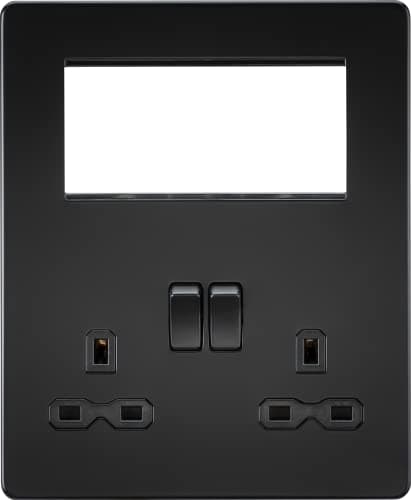Image of Screwless Small Multimedia Combination Plate - Matt Black