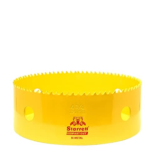 Image of Starrett HSS Bi-Metal Hole Saw - FCH0434 Fast Cut Extra Cobalt Hole Saw - For Stainless Mild Sheet Wood Plastic Various Materials - 121mm