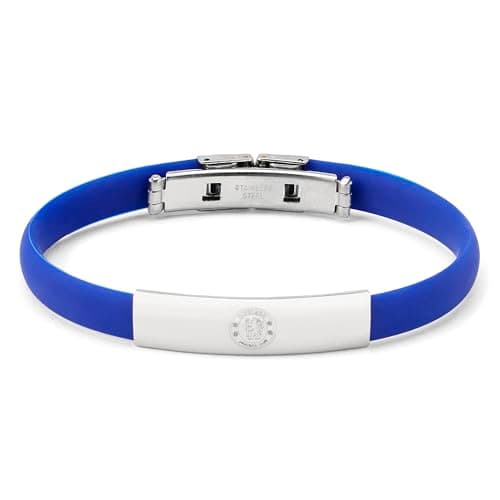 Image of The Gift Scholars Official Club Merchandise Chelsea FC Crest Bracelet, Stainless Steel and Silicone Band, Official Football Merchandise
