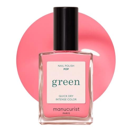 Image of Manucurist Green™ Pop - Electric Pink Nail Polish Quick Dry - Natural Classic Nail Varnish 9-Free - Vegan and Plant-Based - Manicure & Nails Care - 15 ml