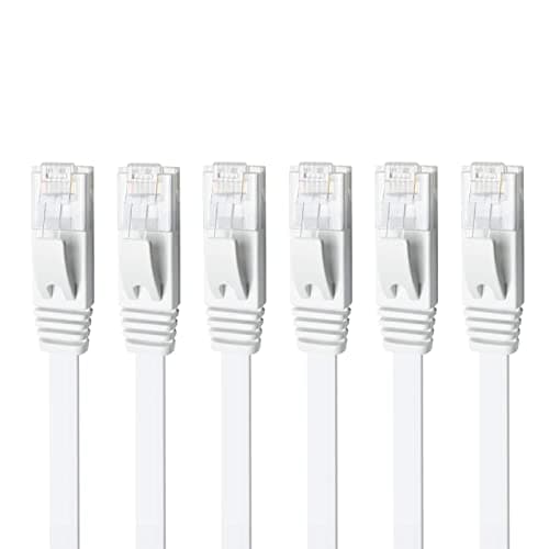 Image of Yauhody CAT 6 Ethernet Patch Cable 1.5m 6-Pack White, High Speed CAT6 Gigabit Internet Network LAN Patch Leads, Bare Copper Snagless RJ45 Connector for Modem, Router, Computer(1.5m 6Pack White)