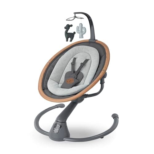 Image of Maxi-Cosi Cassia Electric Baby Swing Chair, 0–6 Months, max 9kg, Baby Rocker, 12 melodies, 360° Seat Rotation, Automatic Motion Detection, 5 Swinging Speeds, 2 Recline Positions, Essential Graphite