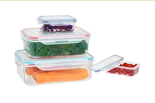 Image of Premier Housewares Rectangular Food Storage Containers with Lids, Set of 4, W21cm x D21cm x H12cm Multi-colour,One Size