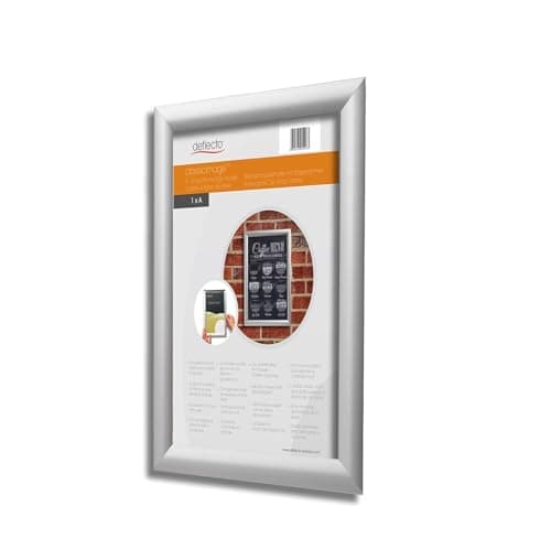 Image of Deflecto Pack of 5 Tamper Proof Snap Frames A4 with a 25mm profile Silver supplied with the tool for opening the frame.