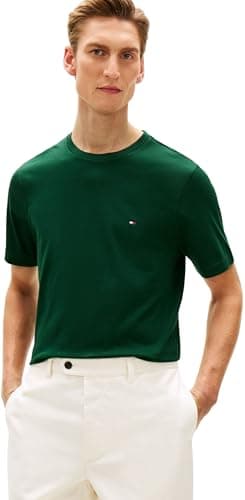 Image of Tommy Hilfiger Men's Ess Seasonal Reg Fit Solid Tee Mw0Mw39995, Green, L