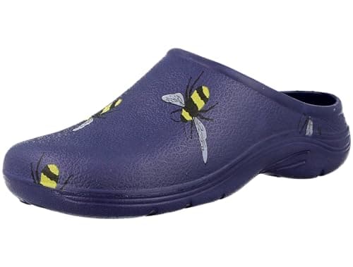 Image of Outdoor Soul Unisex Slip-On Pattern or Plain Garden Clogs (Bees, UK Footwear Size System, Adult, Women, Numeric, Medium, 4)