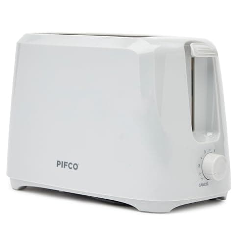 Image of PIFCO Grey 2 Slice Toaster - 6 Browning Settings, Removable Crumb Tray, Anti-Jam Function, and Energy-Efficient Design, Compact, Ideal for Small Kitchens