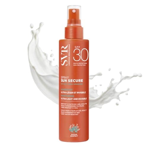 Image of SVR SUN SECURE Face and Body Sunscreen SPF30 - Ultra-Light, Very High Protection Sun Cream Spray for Hypersensitive Skin, Invisible Finish, All Ages, 200ml