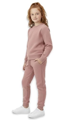 Image of CASUALKING Girls Kids Tracksuits Set Sweatshirt Plain Tracksuit with Jogger Sweatpants Sports Activewear Set Girls 7/8 9/10 11/12 13 Years UK Size (UK, Age, 11 Years, 12 Years, Pink)