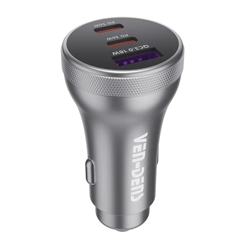 Image of VEN-DENS Car Charger Adapter, USB C Phone Charger, 90W 3-Port [USB C 36W+USBC 36W+USB A 18W] 12V USB Socket PD&QC3.0 Fast Charge, Compatible with iPhone 16 15 14 13 12 Pro Max iPad Samsung and more