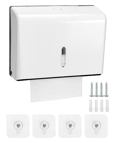 Image of QWORK® Multifold Hand Towel Dispenser, Hold 200 Paper Towels - Compatible with Z Fold Paper Towel Folded to 24x8 cm