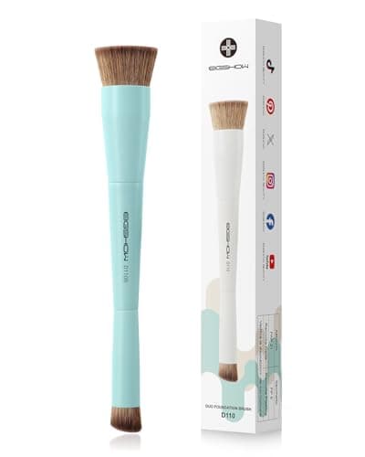 Image of EIGSHOW Foundation & Concealer Brush, Dual-Ended Makeup Brush For Flawless Foundation Coverage, Precision Concealer, Vegan & Cruelty-free (D110-Cyan)