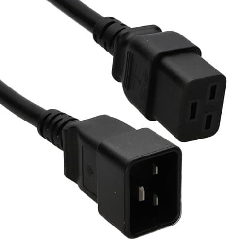 Image of kenable C19 Plug to C20 Socket Server Power Extension Cable 16A 250V IEC Lock Mains Lead for UPS PDU Data Centre 0.5m Black