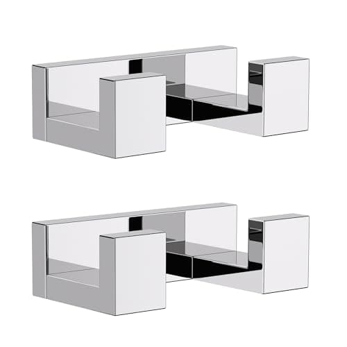 Image of TURS Chrome Double Towel Hooks, Heavy Duty Rustproof Double Coat Hook, SUS 304 Stainless Steel Towel/Robe Clothes Hook, for Bath Kitchen Modern Hotel Style Wall Mounted, 2 Pack