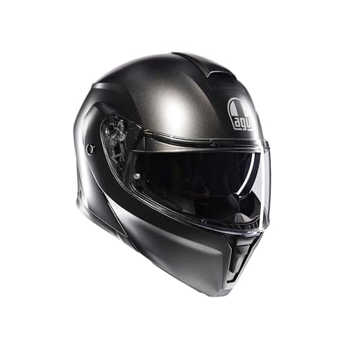 Image of AGV Streetmodular ECE 22-06 Mono, Modular Helmet, Flip Up Motorcycle Helmet ECE 22-06 P/J With Sun Visor, Matt Asfalto Grey, XS