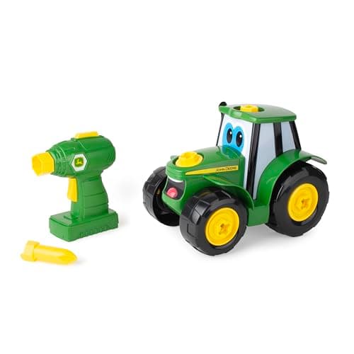 Image of John Deere Build A Johnny Tractor, 16 Piece Building Farm Toy Car, Tractor Toy With Motorised Drill For 18 Months, 2, 3 and 4 Years Old Boys and Girls