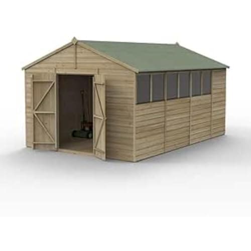 Image of Forest Garden Beckwood 10x15 Apex Shed | 6 Windows | Double Door|25 Year Anti-Rot Guarantee