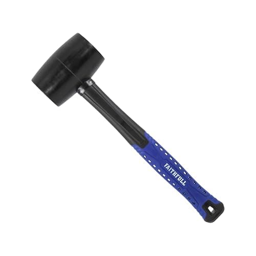 Image of Faithfull Black Rubber Mallet 454g (16oz) – Durable Rubber Head with High-Strength Fibreglass Shaft & Ergonomic Non-Slip Grip for Assembly, Flooring & Non-Damaging Striking Tasks