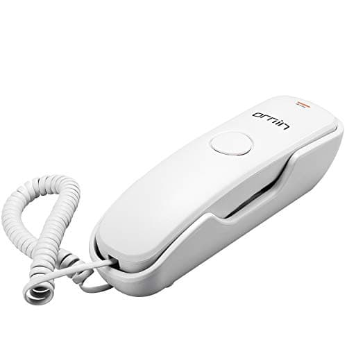 Image of Ornin T102 Trimline Corded Telephone, Wall mountable, Last Number Redial, Mute, M1/M2 One Touch Memory, Ringer Volume Adjustable(White)-UK Version