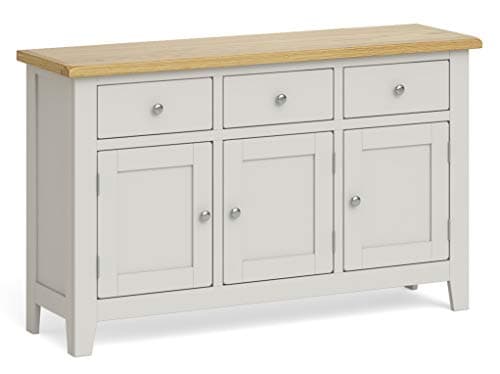 Image of RoselandFurniture Large Grey Oak Sideboard Storage Cabinet | 3 Door Wooden Cupboard, Fully Assembled | Lundy