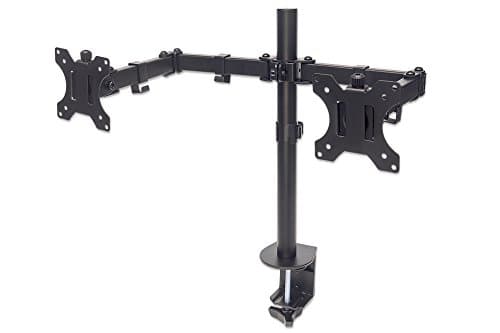 Image of Manhattan TV & Monitor Mount, Desk, Full Motion, 2 Screens, Screen Sizes: 10-27", Black, Clamp Assembly, Dual Screen, VESA 75x75 to 100x100mm, Max 8kg (each),
