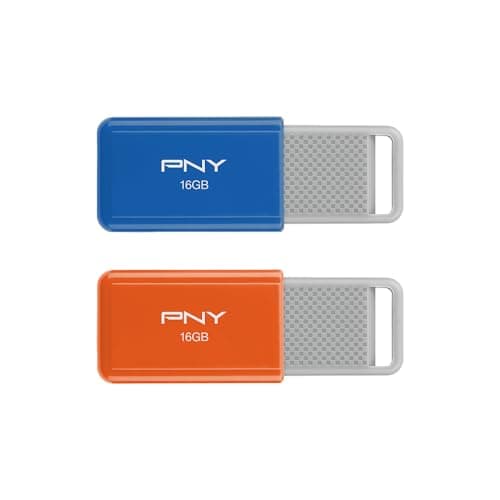Image of PNY USB 2.0 Flash Drives,16GB, Assorted, Pack Of 2