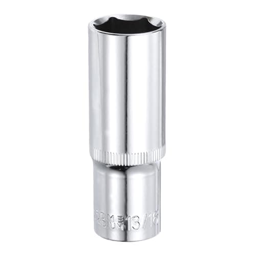 Image of sourcing map 6-Point Socket 1/2" Drive by 13/16" SAE 3.07" Length Deep Socket CR-V Square Drive Sockets Mirror Polished Chrome Socket Hand Tool for Car Repair Mechanical Maintenance