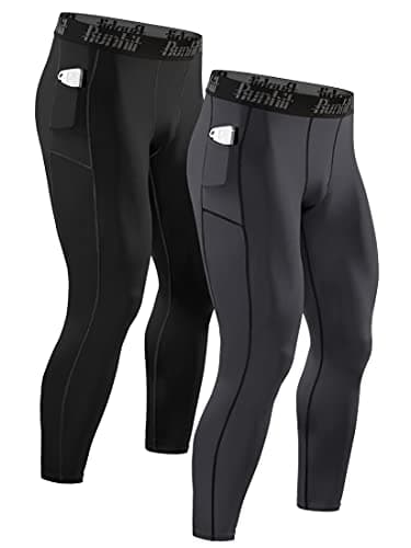 Image of Runhit Men's Running Leggings Gym Compression Pants Men Sports Tights Thermal Base Layer Trousers for Cycling Football Golf Yoga