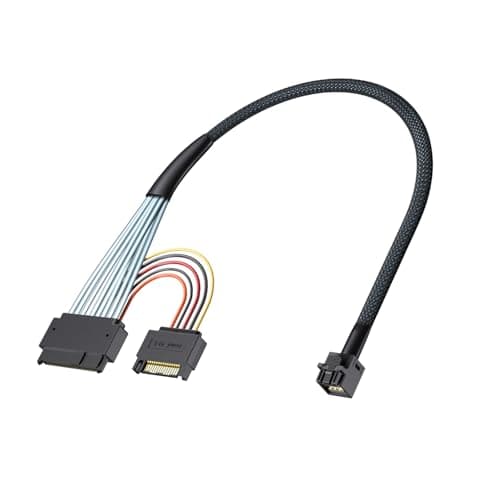Image of ipolex Mini SAS HD to U.2, SFF-8643 to SFF-8639 cable with 15pin SATA power for U.2 SSD, 0.5 meter (1.65ft)