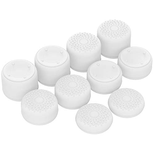Image of PlayVital White Ergonomic Thumbstick Grips for Nintendo Switch Pro for PS5 for PS4 Xbox Series X/S, Xbox One, Xbox One X/S Controller - with 3 Height Convex and Concave - Raised Dots & Studded Design